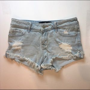 Hollister Light Wash Denim Shorts Ripped Low-Rise